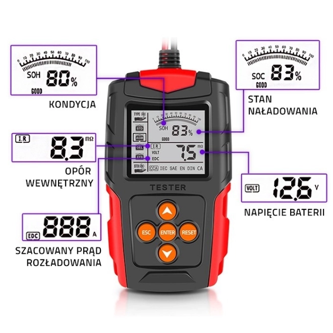 Digitale batterijtester met LCD-scherm | 12V | 24V | 3Ah-200Ah