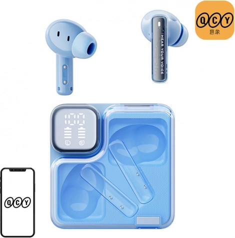 draadloze oordoppen qcy melobuds neo t31 blauw