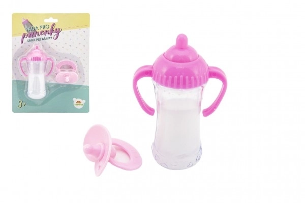 Poppen set plastic fles, fopspeen op kaart 15x21x5cm