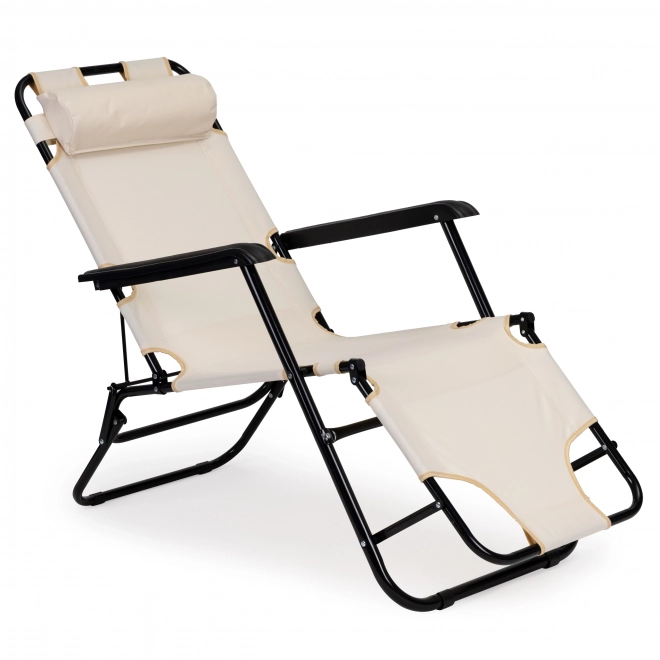 Tuinstoel met hoofdsteun beige