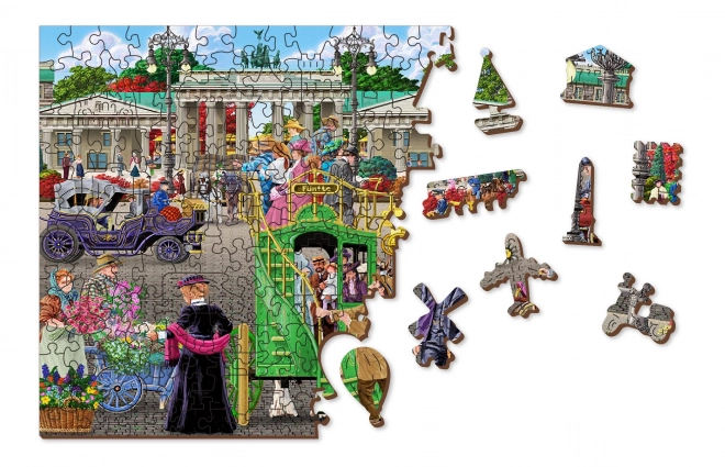 Houten puzzel met figuren - Parijse plein in Berlijn