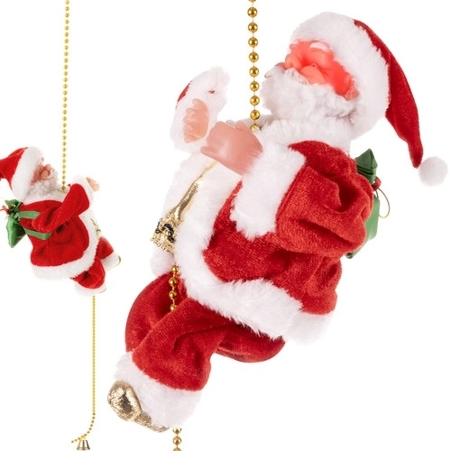 Klimmende Nikolaas op gouden touw - kerstdecoratie