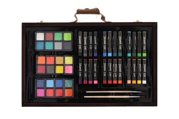 Schilder Set Kunstbox in houten koffer - 79 stuks