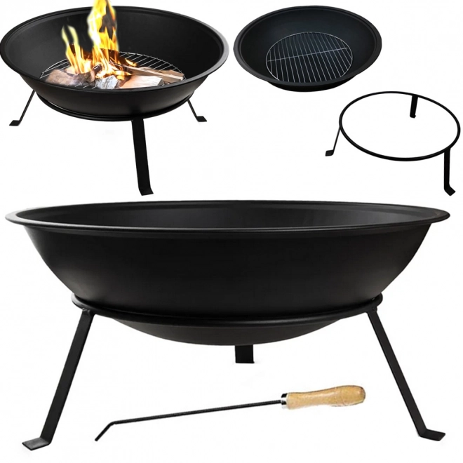 Groot tuinhaard met grill en standaard
