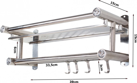 Hangende organisator voor de badkamer met zilveren planken