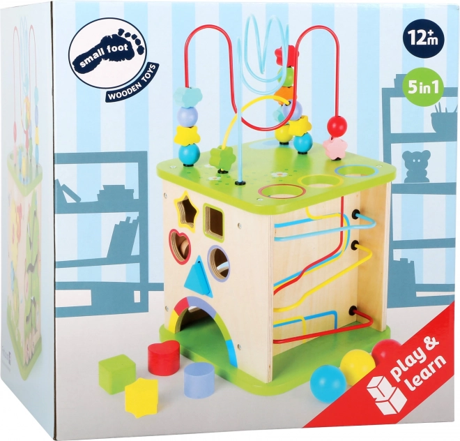 Small Foot Houten Inleg Motorische Kubus met Doolhof-5-in-1
