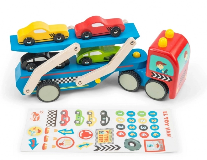 Houten vrachtwagen met autootjes Le Toy Van
