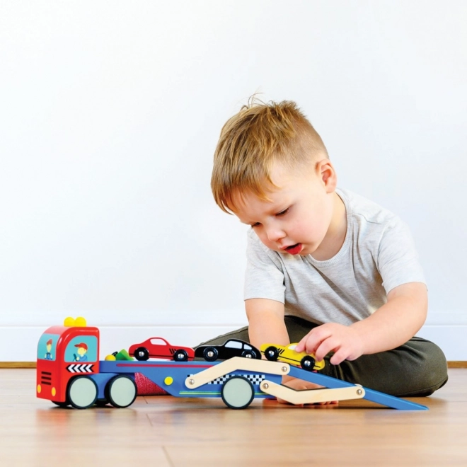 Houten vrachtwagen met autootjes Le Toy Van
