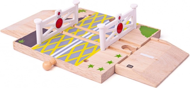 Bigjigs Rail Houten spoorwegovergang met slagbomen