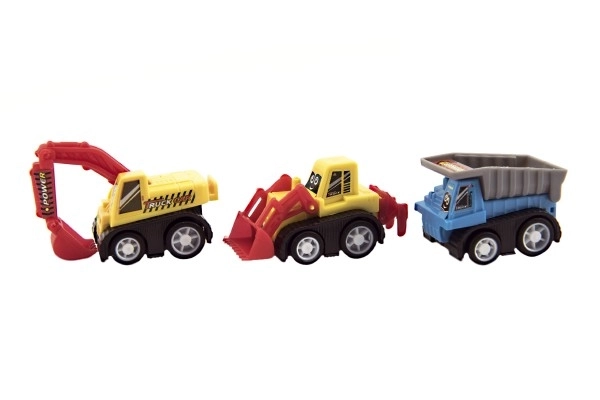Set van mini kunststof auto's 5cm bouwmachines 6st op blister