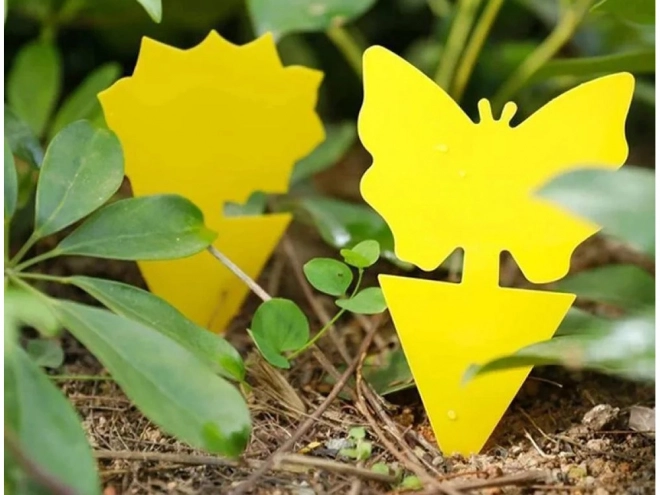Gele kleefstickers voor plantenpotten