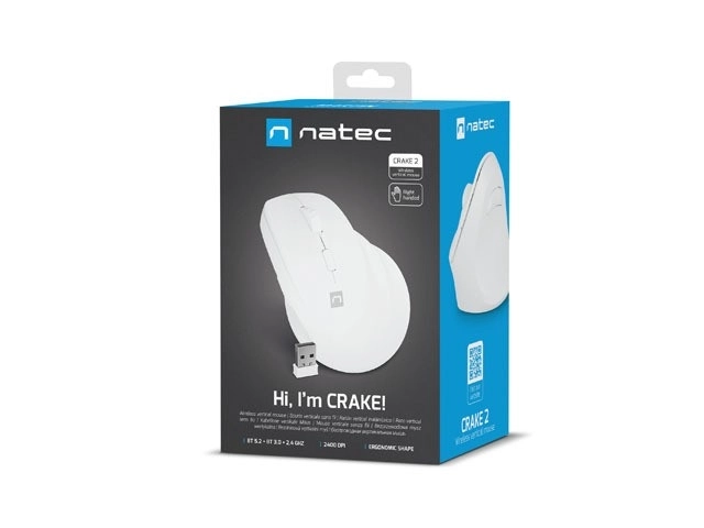 Verticale draadloze muis Crake 2 BT 5.2 + 2.4GHz wit