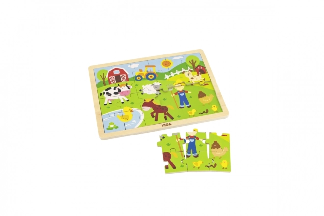 Houten puzzel 24 stukjes - boerderij