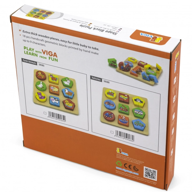 Houten puzzel voor de allerkleinsten in een Tsjechische doos