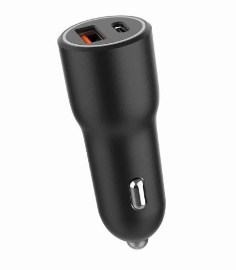 Snelle zwarte USB-A/USB-C autolader 38W PD