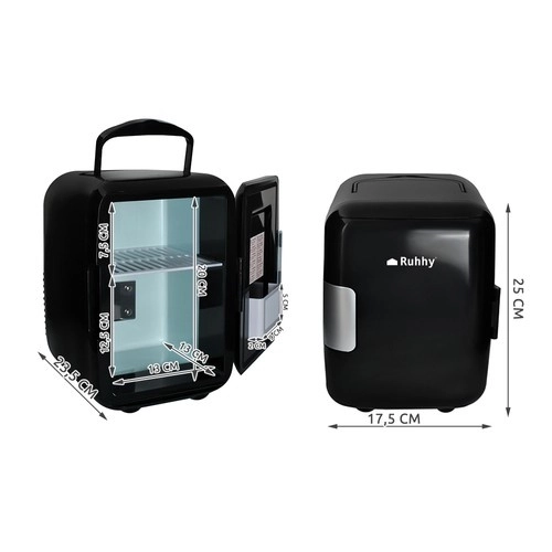 Ruhhy Draagbare Zwarte Mini - Koelkast 4L 12V/220V