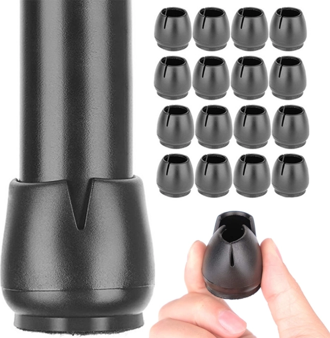 Stoelpootdoppen met vilt 12–16 mm, zwart, set van 16 stuks