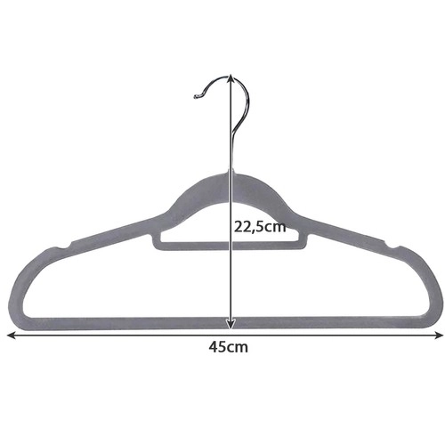 Set van 20 grijze fluwelen hangers Ruhhy