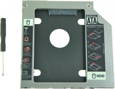Aluminium caddy voor tweede schijf 2,5" HDD 9,5 mm
