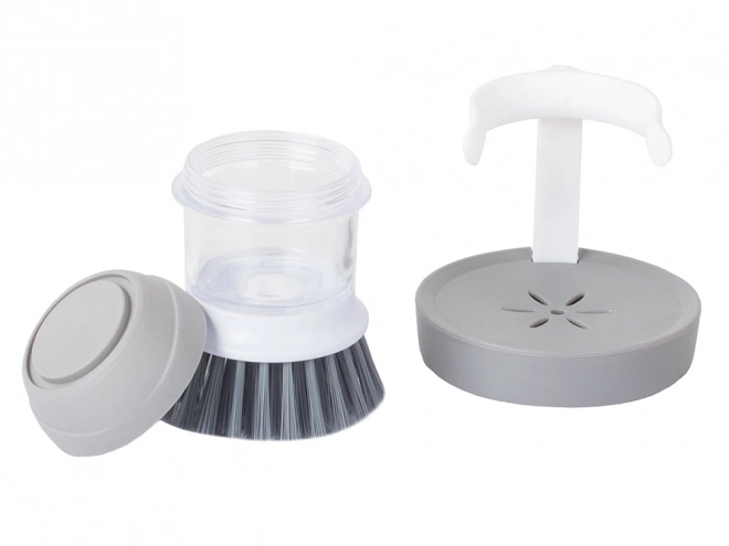 Vloeistofdispenser voor keukensponzen om te schrobben en af te wassen met staander – grijs
