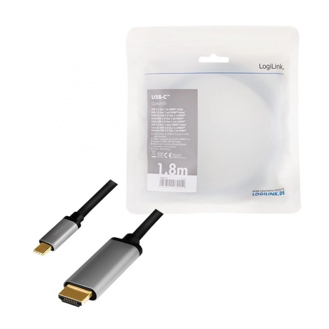 Kabel USB-C naar HDMI 4K 60Hz 1.8m LogiLink
