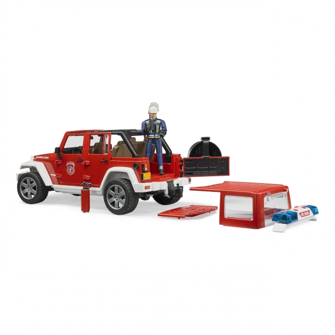 Bruder Rode Brandweer JEEP WRANGLER met figuur en accessoires