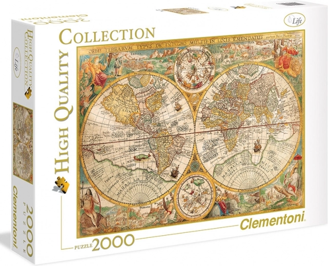 Puzzel 2000 stukjes Oude wereldkaart