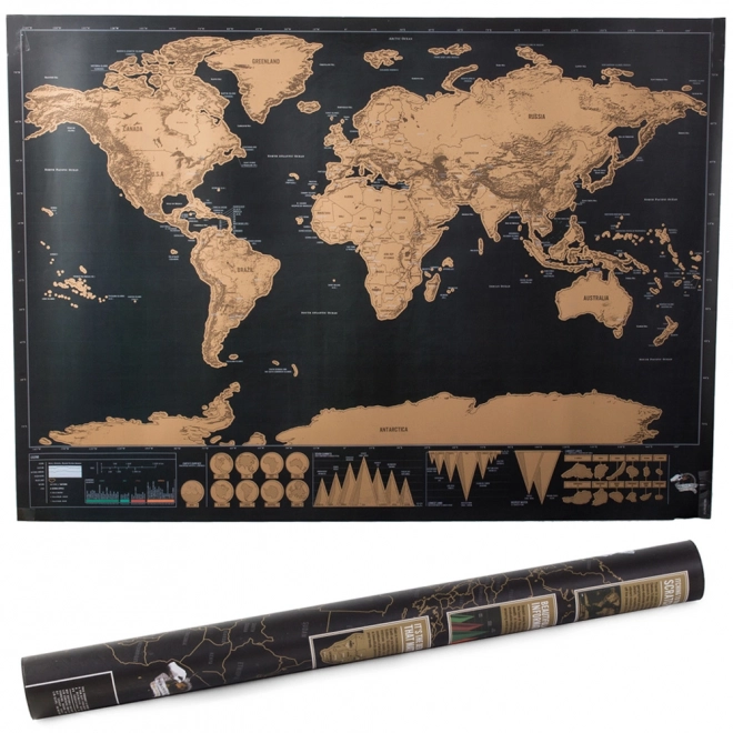 Grote krasbare wereldkaart 82 x 59 cm