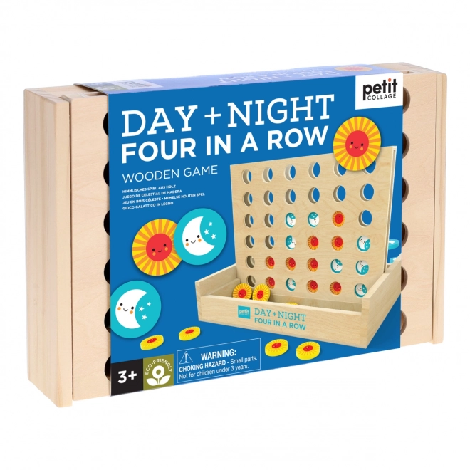 Houten spel Vier op een rij dag en nacht