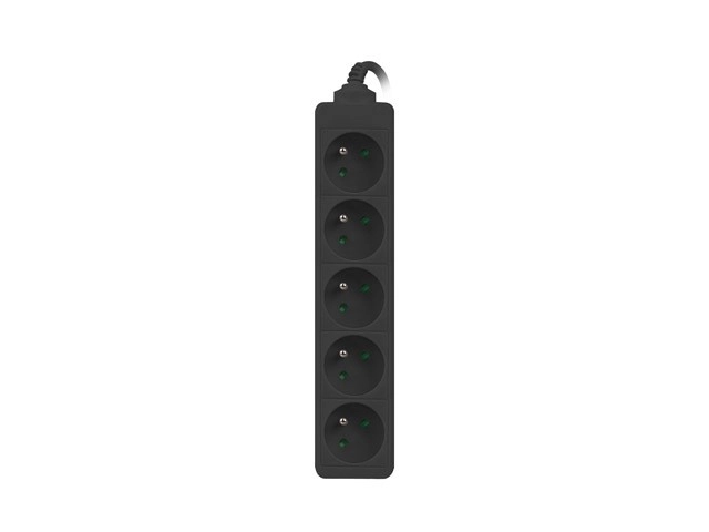 Verlengkabel 1,5m, zwart, 5 stopcontacten