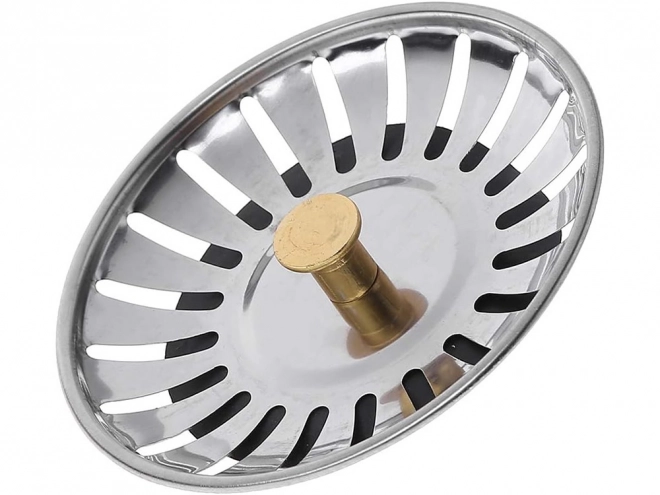 Metalen gootsteenzeef met grote mand en sifon