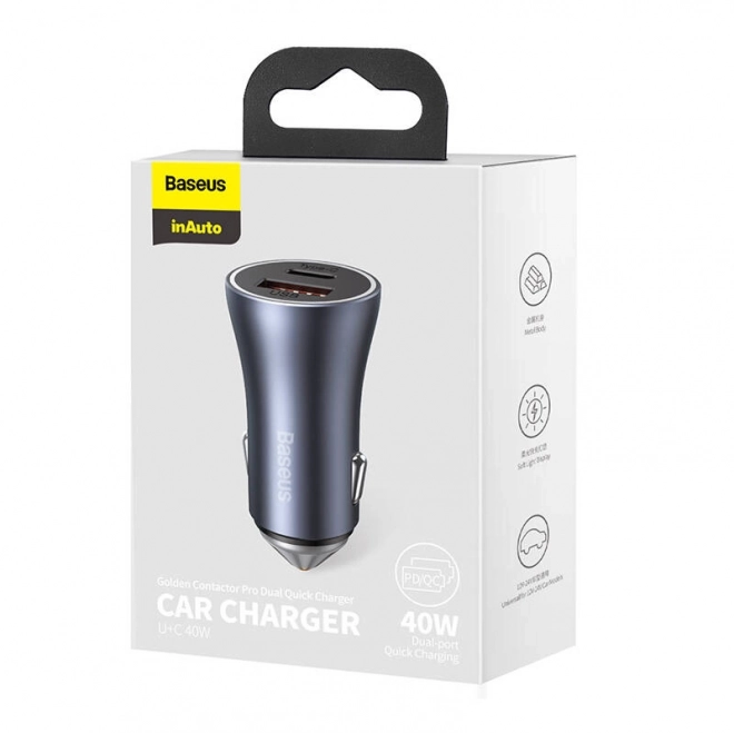 Autolader Baseus met USB en USB-C, 40W