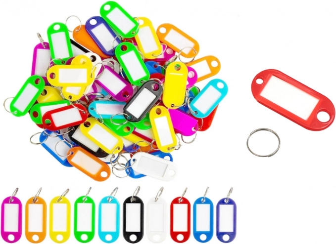 Gekleurde plastic sleutellabels, verpakking 100 stuks