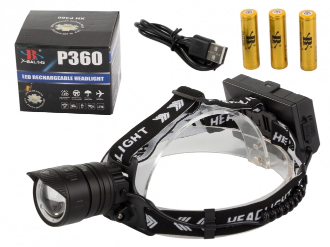 Professionele hoofdlamp met LED Cree XHP360 Powerbank Zoom van Bailong