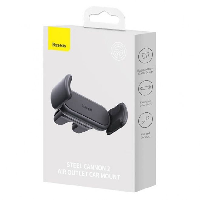 Baseus Stalen Houder Cannon 2 voor in de auto voor ventilatierooster (zwart)