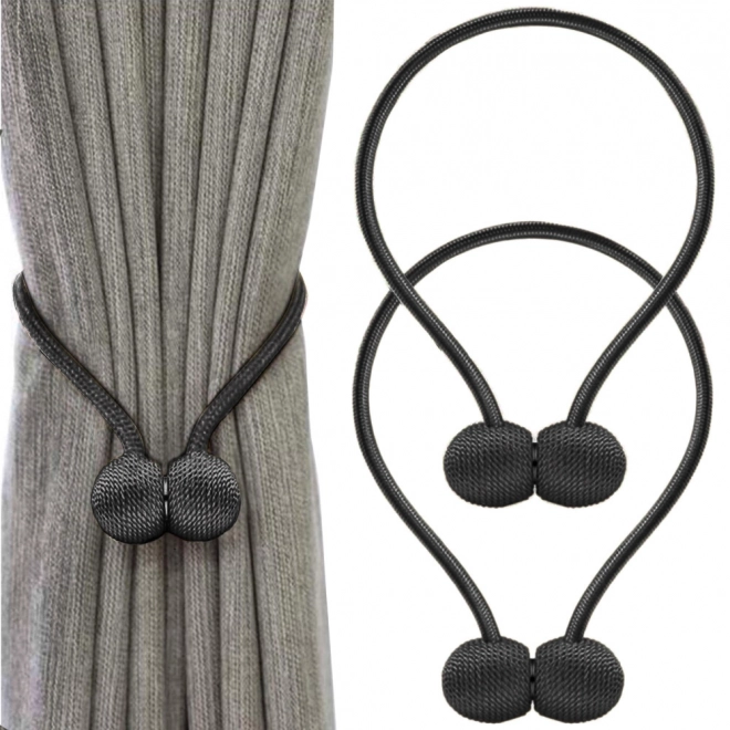Decoratieve magnetische clips voor gordijnen – zwart