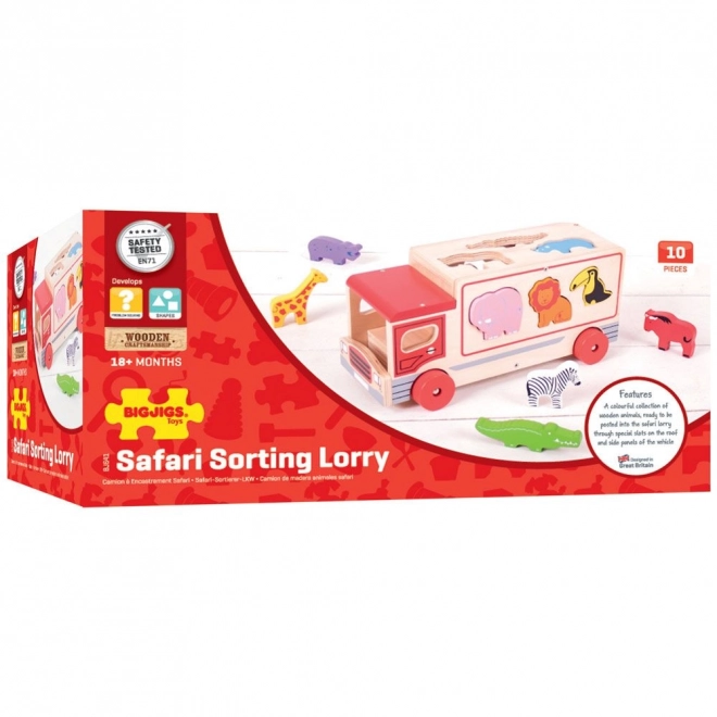 Bigjigs Toys Houten auto met safari-dieren