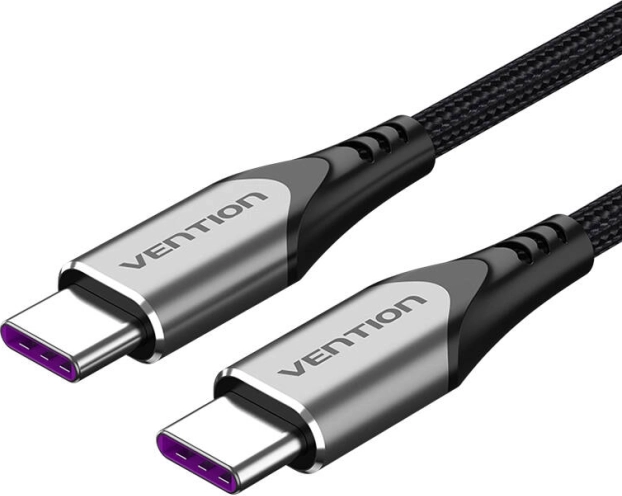 USB‑C-kabel Vention 1,5 m, PD 100 W, nylon, grijs