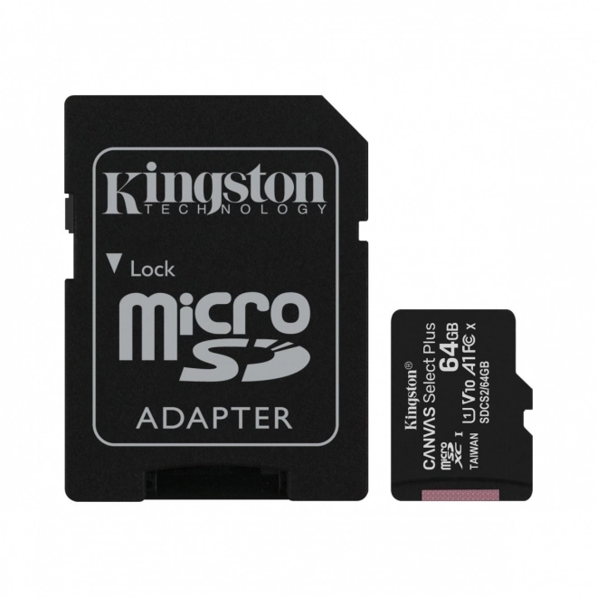 MicroSD-geheugenkaart 64GB Canvas Select Plus 100MB/s adapter