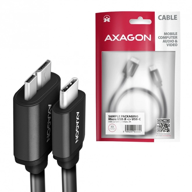 Kabel Micro-B USB naar USB-C 3.2 Gen 1 1m 3A ALU PVC