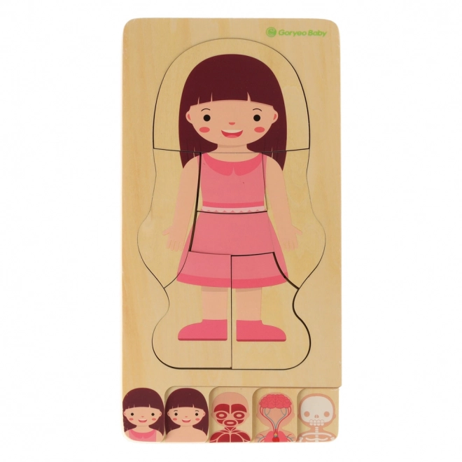 Montessori houten puzzel lichaamsdelen - meisje
