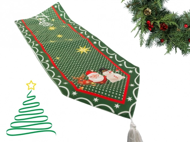 Kersttafelkleed groen 205x35 cm