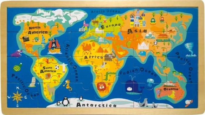 Inset puzzel Wereldkaart voor Kinderen