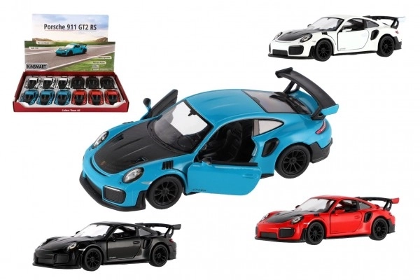 Auto Kinsmart Porsche 911 GT2 RS metaal/plastic 13cm 4 kleuren met terugtrekmechanisme 12st in doos