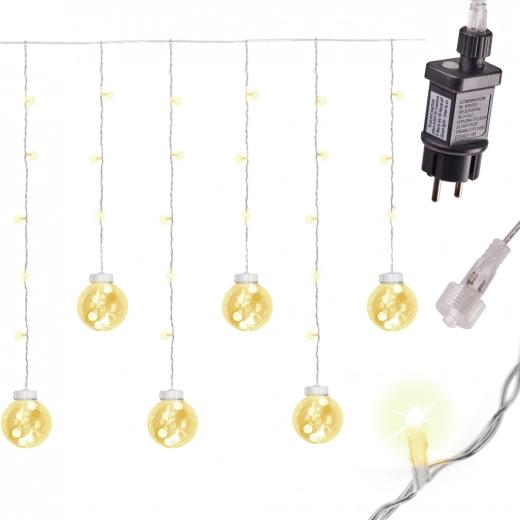 Kerst LED lichtgordijn met ballen 3 m met 108 LED