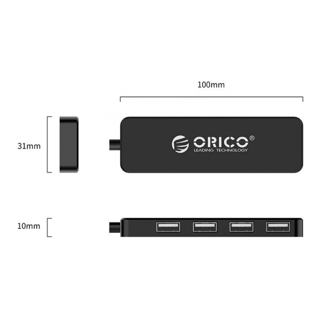 Orico Adapter hub, USB naar 4xUSB (zwart)