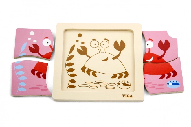 Houten Krab Puzzel voor de Kleintjes
