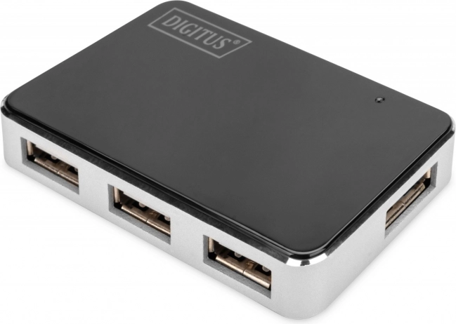 actieve USB 2.0-hub 4-poorts zwart‑zilver DIGITUS