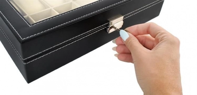 Elegante zwarte organizer voor horloges en brillen