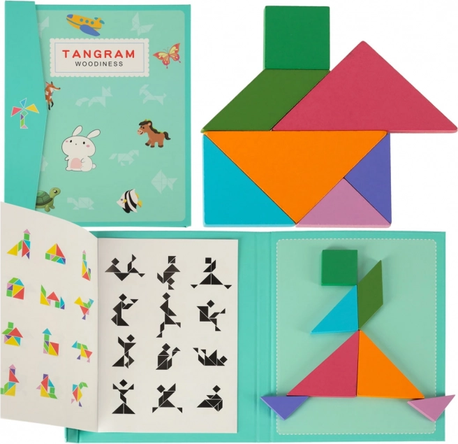 Magnetisch tangram-boek – houten Montessori logische 3D-puzzel